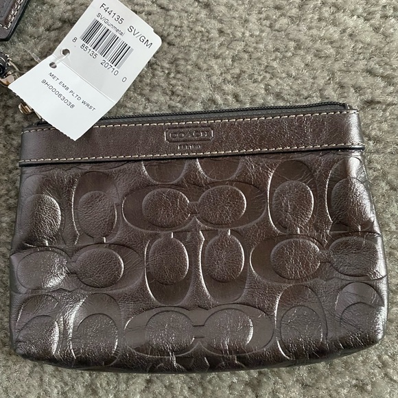 Coach Embossed Gunmetal Wristlet NWT - Picture 2 of 5